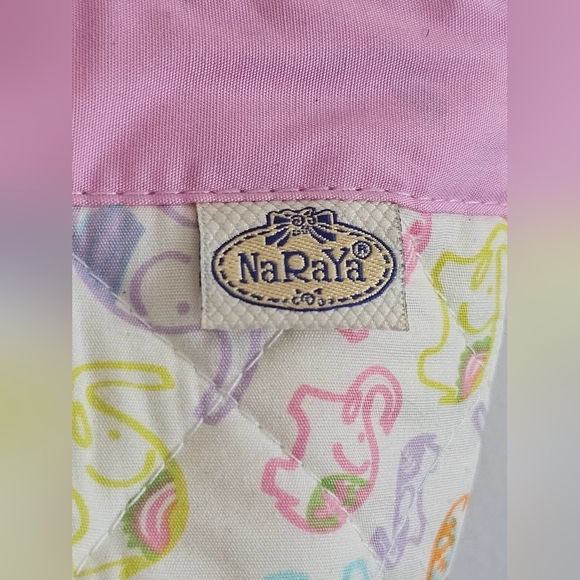 NaRaYa quilted bow elephant print pink rope handle baby bag tote, mother diaper - Picture 4 of 6